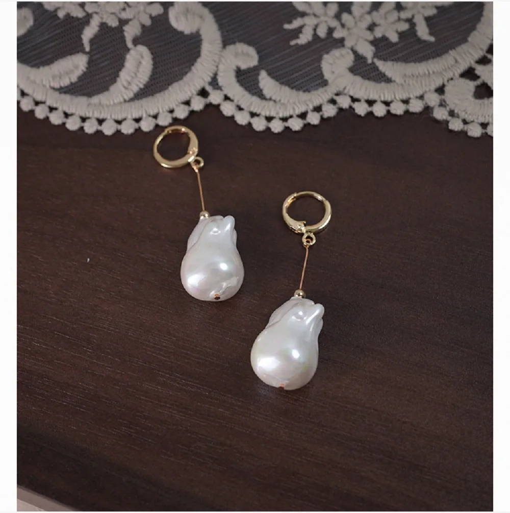Natural Baroque Pearl Pendant Earrings 925 Pure Silver AAA15-20mm Suitable for Women's High End Jewelry Gift
Natural Baroque Pearl Pendant Earrings 925 Pure Silver AAA15-20mm Suitable for Women's High End Jewelry Gift