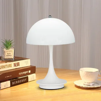 버섯 LED 테이블 램프 휴대용 USB 충전 꽃 봉오리 터치 야간 조명, 침대 옆 호텔 바 커피 장식용 무드 데스크 램프