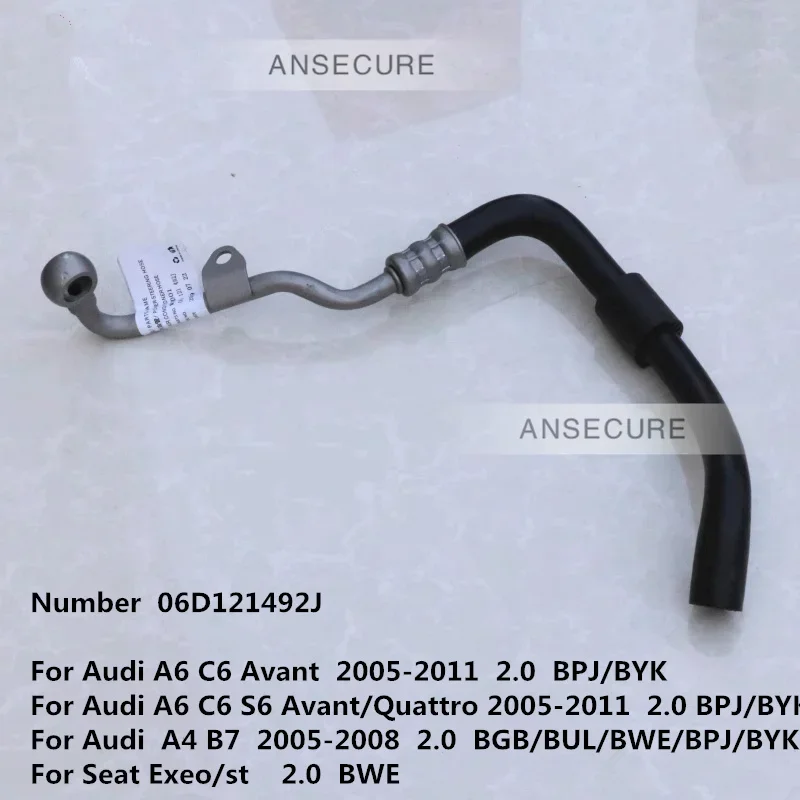 Turbocharger Coolant Pipe Hose Line For Audi A4 B7 A6 C6 2.0 Seat Exeo 06D121492J 06D 121 492 J
Turbocharger Coolant Pipe Hose Line For Audi A4 B7 A6 C6 2.0 Seat Exeo 06D121492J 06D 121 492 J