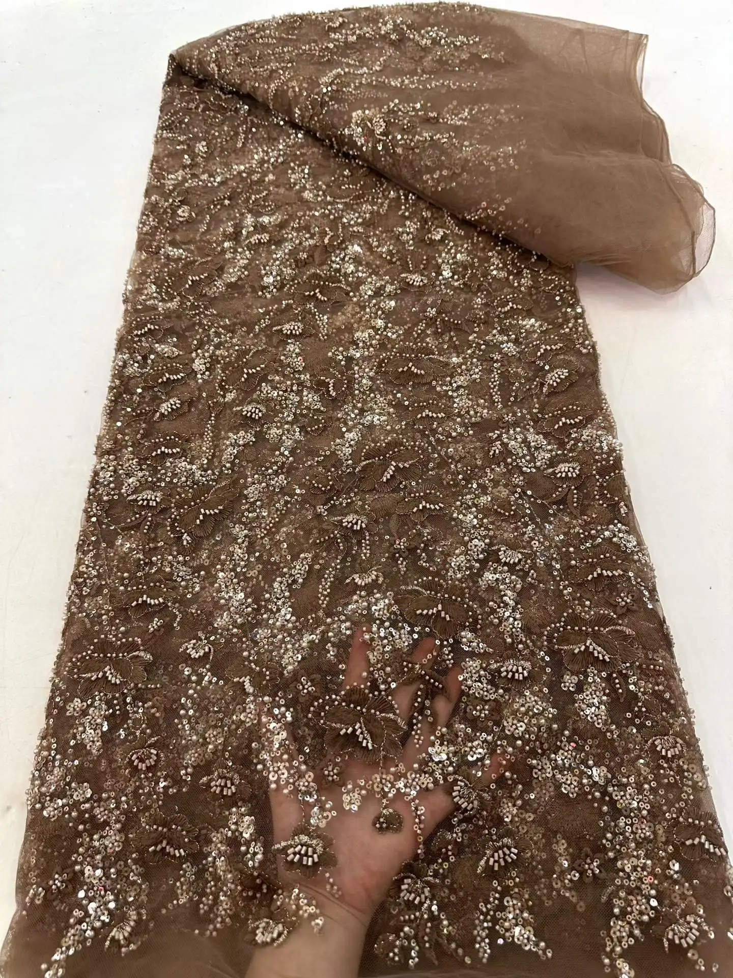 New African Beaded Lace Fabric 2026 High-Quality 3D Nigerian Tulle Mesh Sequined Lace Fabric For Sewing Women's Ebroidery Lace
New African Beaded Lace Fabric 2026 High-Quality 3D Nigerian Tulle Mesh Sequined Lace Fabric For Sewing Women's Ebroidery Lace