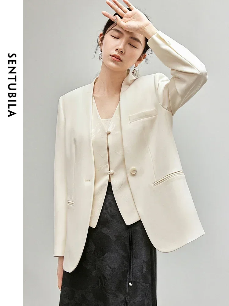 SENTUBILA Casual Apricot Blazers for Women 2025 Autumn Loose V Neck Comfort Office Lady Coats Women's Cropped Jackets 143X55853
SENTUBILA Casual Apricot Blazers for Women 2025 Autumn Loose V Neck Comfort Office Lady Coats Women's Cropped Jackets 143X55853
