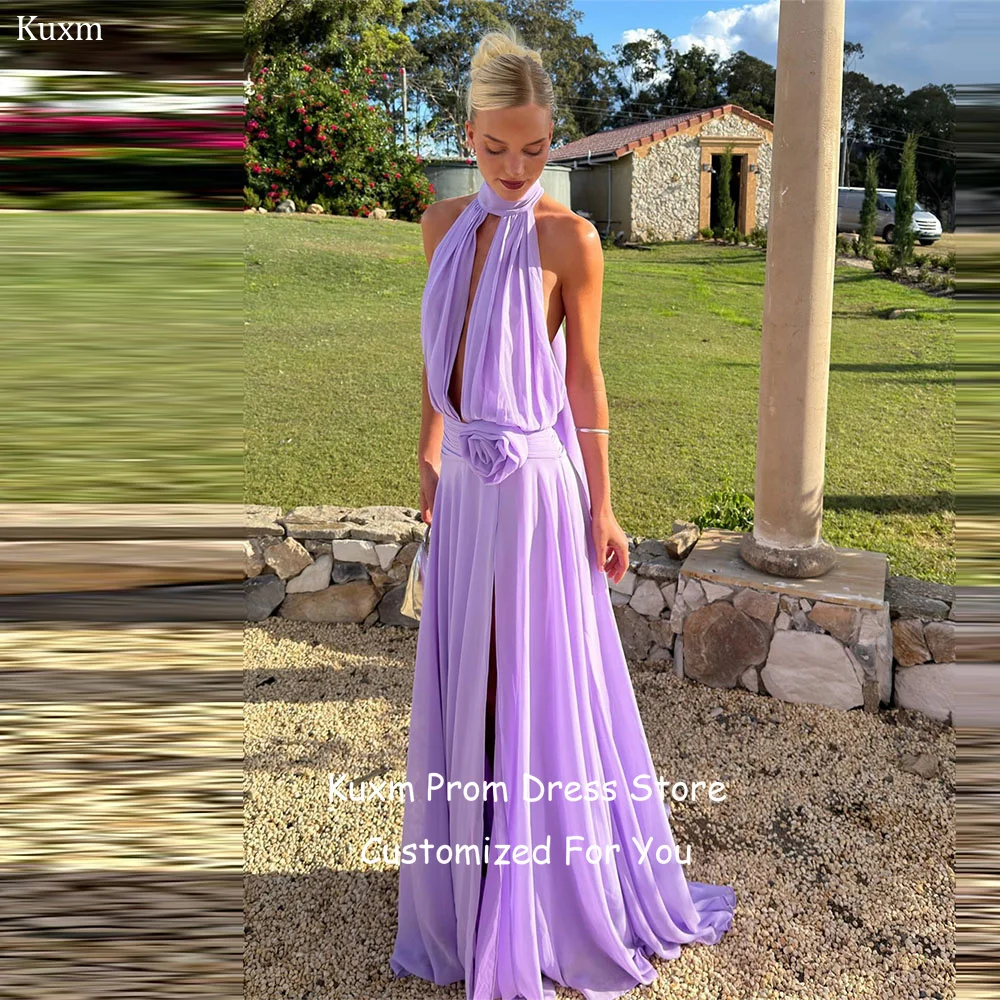 Kuxm Chiffon Sexy Evening Dresses Backless Halter Sleeveless A Line Prom Gowns Floor Length Elegant Vestido De Fiesta Customized
Kuxm Chiffon Sexy Evening Dresses Backless Halter Sleeveless A Line Prom Gowns Floor Length Elegant Vestido De Fiesta Customized