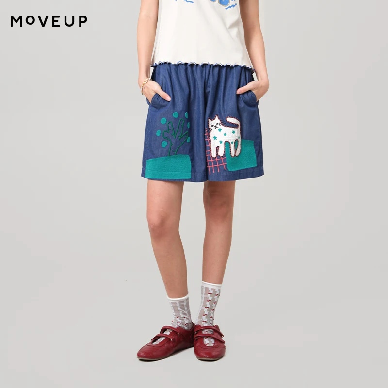 MOVEUP Casual Wide Leg Denim Shorts 2026 Summer New Fun Embroidered Pocket Pure Cotton Fashion Design Shorts For Women 3ELX40314
MOVEUP Casual Wide Leg Denim Shorts 2026 Summer New Fun Embroidered Pocket Pure Cotton Fashion Design Shorts For Women 3ELX40314