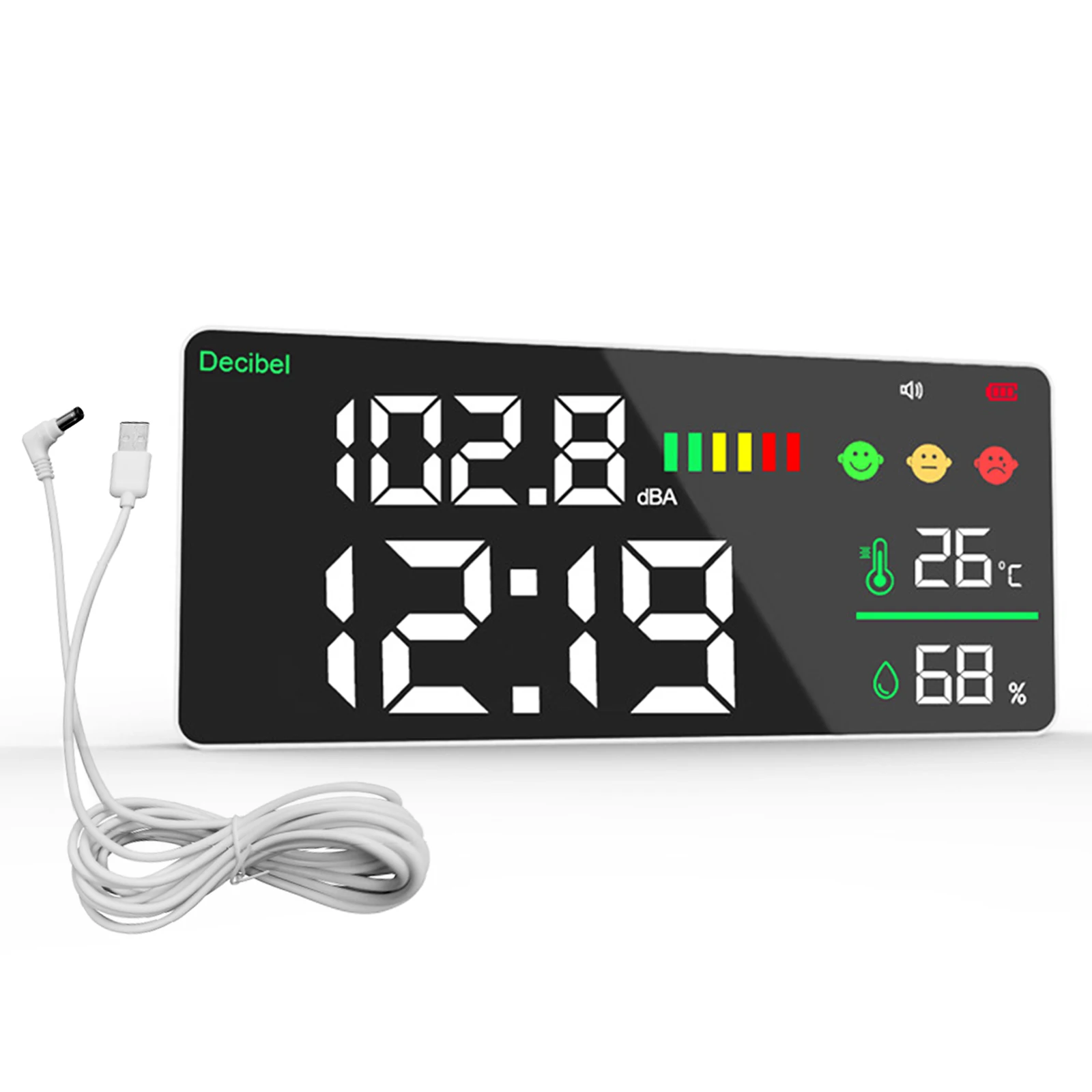 Precise Decibel Meter Noise dB Meter Temperature Humidity Monitor, Large LED Screen Adjustable Brightness , 30 - 130dB Range
Precise Decibel Meter Noise dB Meter Temperature Humidity Monitor, Large LED Screen Adjustable Brightness , 30 - 130dB Range
