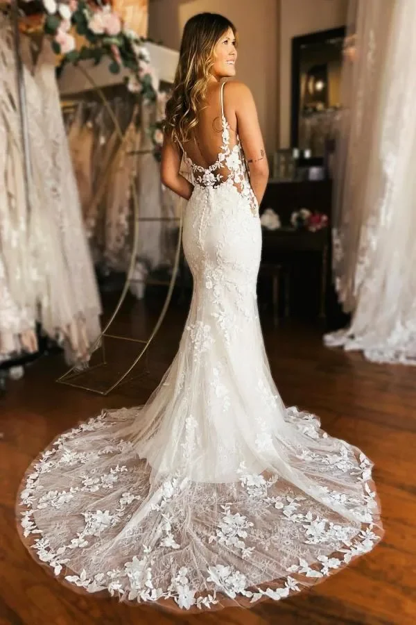 Sexy Summer Beach Garden Lace Mermaid Wedding Dresses Spaghetti Straps Backless Bohemian Bridal Gowns Bc18785
Sexy Summer Beach Garden Lace Mermaid Wedding Dresses Spaghetti Straps Backless Bohemian Bridal Gowns Bc18785