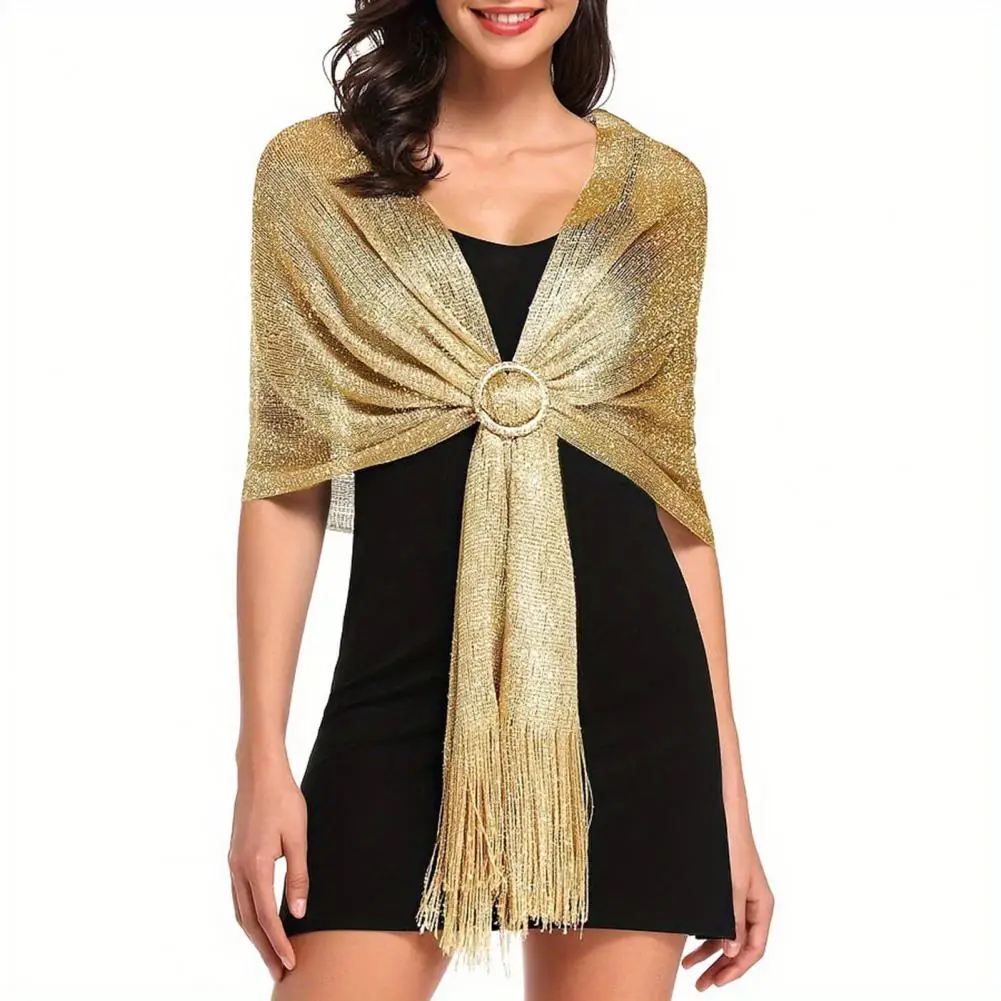 Sparkling Shawl Elegant Metallic Wire Bridesmaid Shawl with Scarf Button Women's Sparkling Wrap for Wedding Party for Special
Sparkling Shawl Elegant Metallic Wire Bridesmaid Shawl with Scarf Button Women's Sparkling Wrap for Wedding Party for Special