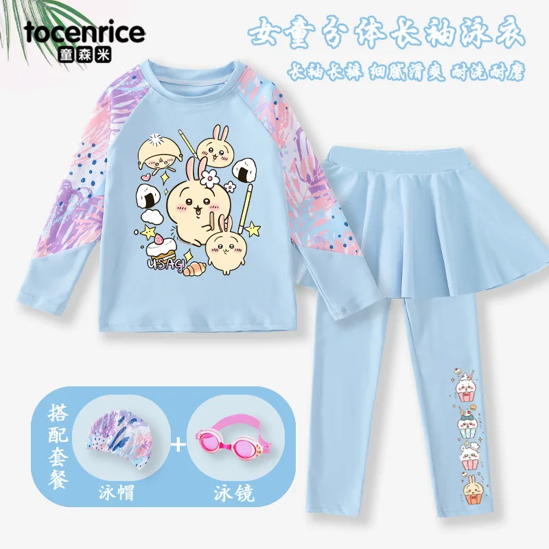 Cute Usagi Girls Swimsuit Quick Dry Swimwear Chiikawa Cartoon Long Sleeves Skirt Pants Sweet Vacation Children's Beachwear Gift
Cute Usagi Girls Swimsuit Quick Dry Swimwear Chiikawa Cartoon Long Sleeves Skirt Pants Sweet Vacation Children's Beachwear Gift