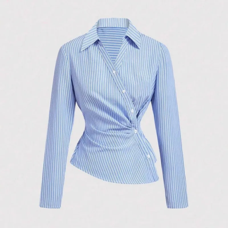 2025 New Autumn Top Slim Fit Design Irregular Hem Waist-Fitted Office Shirt Women's Elegant Lapel Long Sleeve Ruched Shirt Style
2025 New Autumn Top Slim Fit Design Irregular Hem Waist-Fitted Office Shirt Women's Elegant Lapel Long Sleeve Ruched Shirt Style