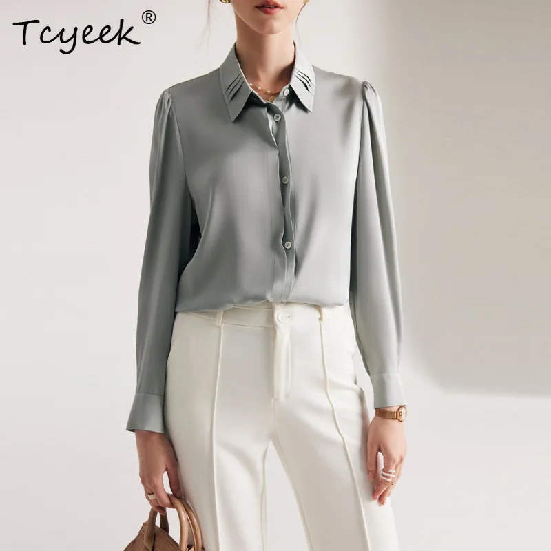 Tcyeek 19Mm 90% Silk 10% Spandex Dress Shirts Women Turn Down Collars Pleated Tops Long Sleeve Office Blouses Autumn T36521JM
Tcyeek 19Mm 90% Silk 10% Spandex Dress Shirts Women Turn Down Collars Pleated Tops Long Sleeve Office Blouses Autumn T36521JM