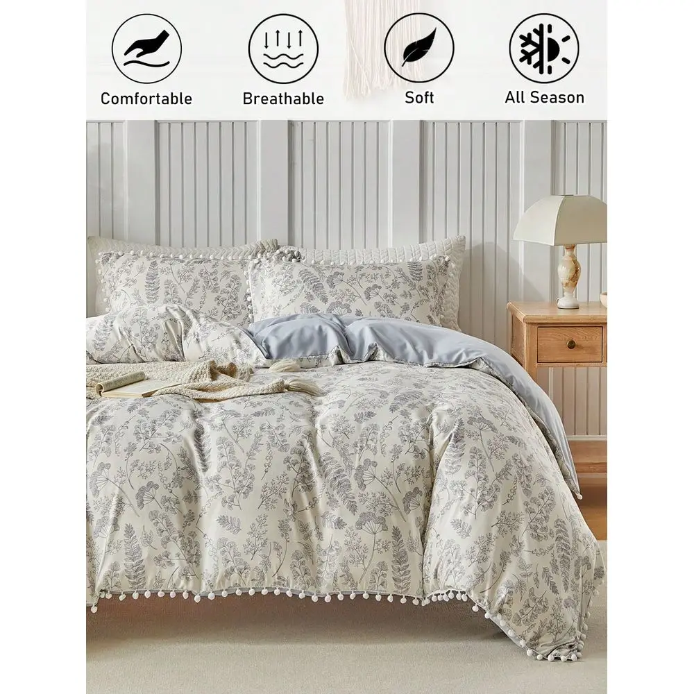 Floral Plant Pattern Digital Print Duvet Cover Set, With Pom Pom Tassel, Modern Farmhouse Style Bedding Set, Queen Size, Soft B
Floral Plant Pattern Digital Print Duvet Cover Set, With Pom Pom Tassel, Modern Farmhouse Style Bedding Set, Queen Size, Soft B