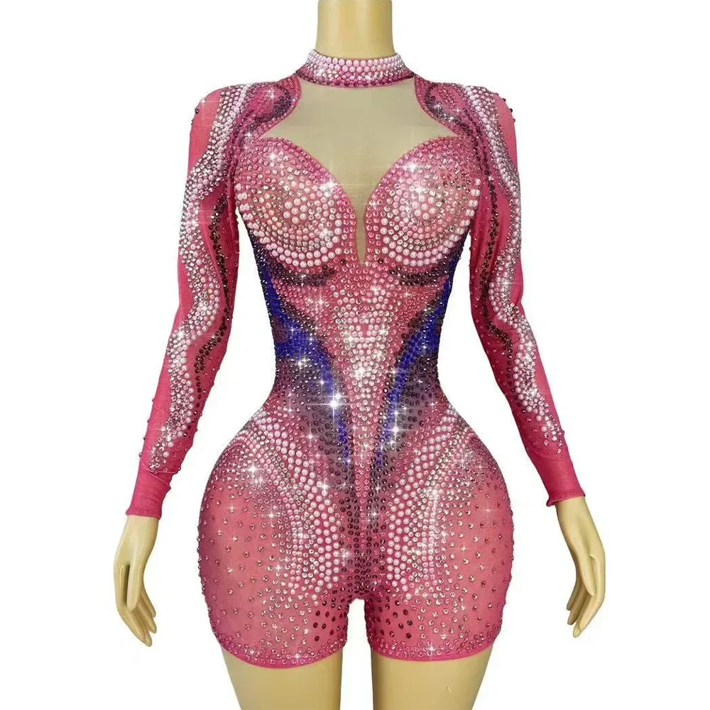 Full Rhinestones Special Stage Performance Pink Leotard Dance Team Party Celebrate Show Wear Transparent Bodysuit
Full Rhinestones Special Stage Performance Pink Leotard Dance Team Party Celebrate Show Wear Transparent Bodysuit