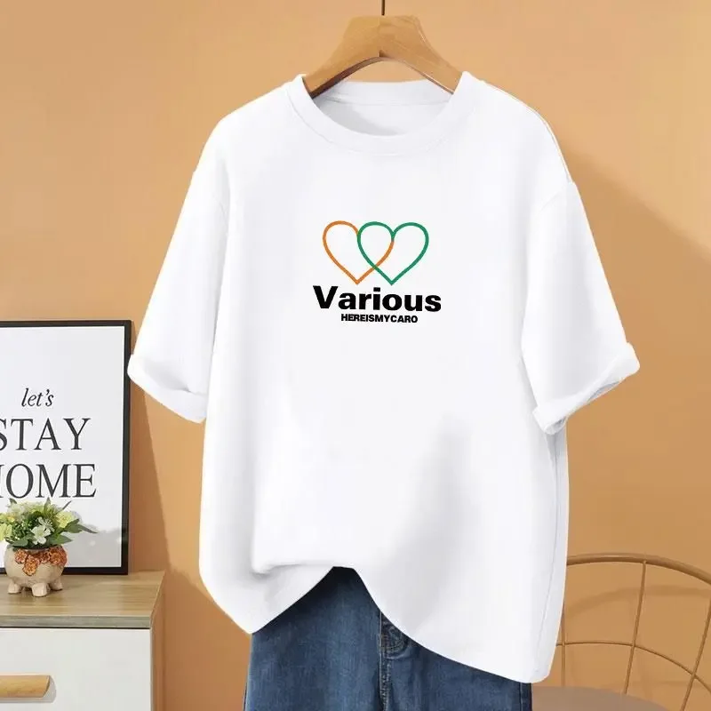 Summer Loose Pure Cotton Short Sleeve Pullover Women Clothing Letter Printed Casual T-shirt O-neck Comfortable Basic Top Tees
Summer Loose Pure Cotton Short Sleeve Pullover Women Clothing Letter Printed Casual T-shirt O-neck Comfortable Basic Top Tees