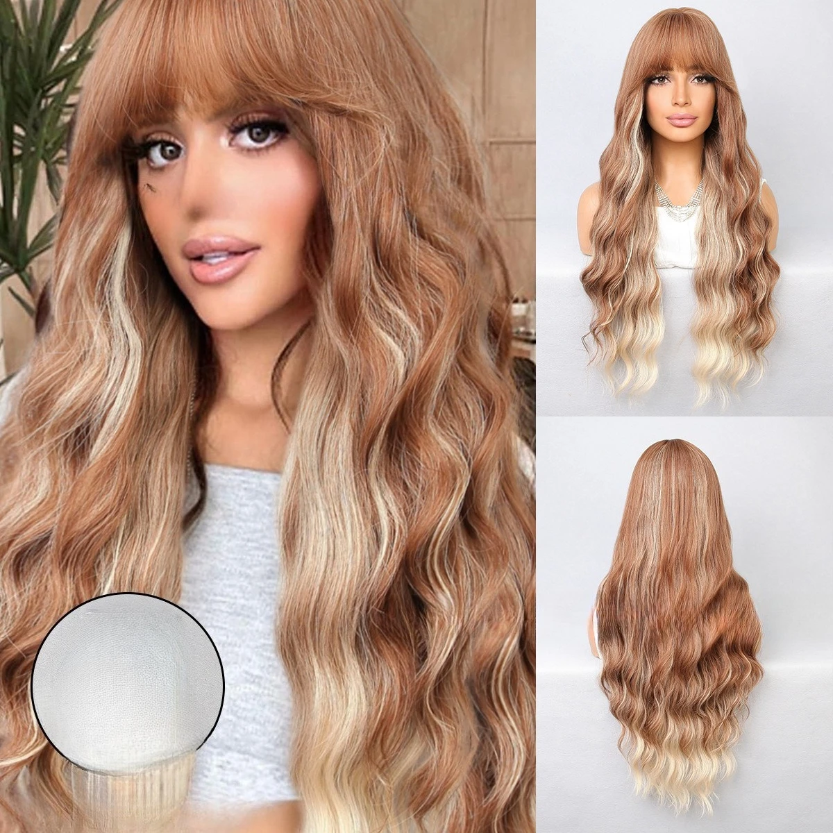 Wig long curly hair, natural big waves water ripples micro curls mixed color high temperature silk female cos animation
Wig long curly hair, natural big waves water ripples micro curls mixed color high temperature silk female cos animation