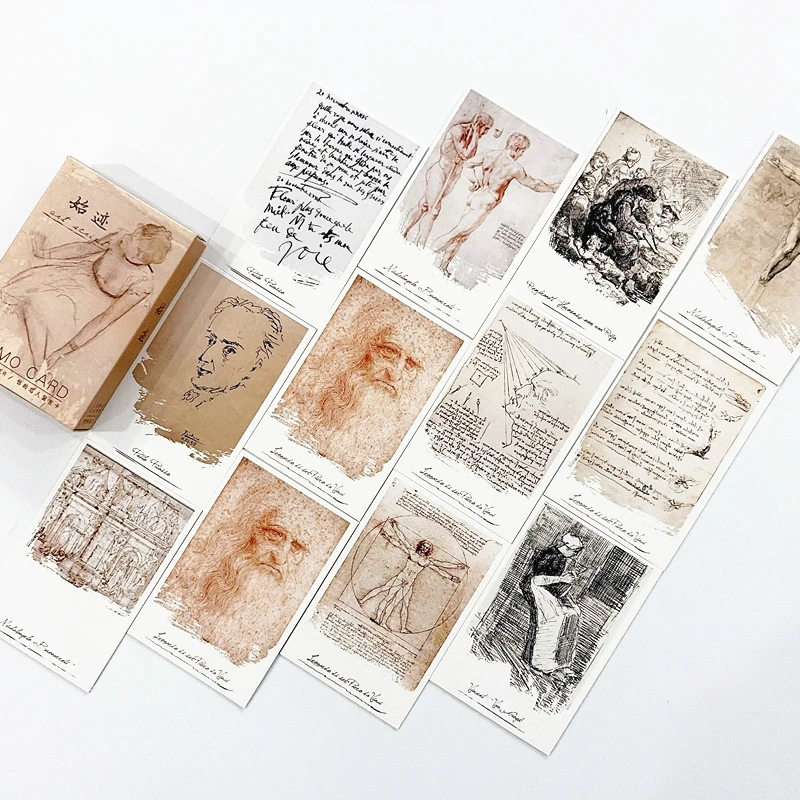 28Pcs Vintage Leonardo da Vinci Sketch LOMO Cards Classic Renaissance Manuscript Photo Cards Art Collection
28Pcs Vintage Leonardo da Vinci Sketch LOMO Cards Classic Renaissance Manuscript Photo Cards Art Collection