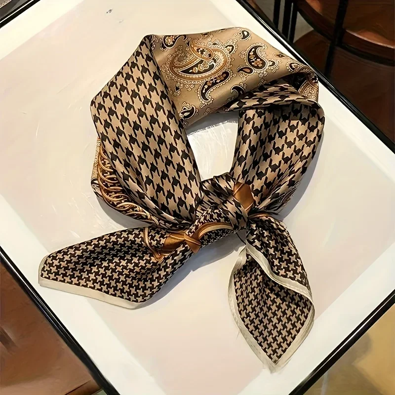 New Paisley Houndstooth Printed Square Scarf Coffee Color Thin Smooth Neck Scarf Vintage Style Sunscreen Headscarf For Women
New Paisley Houndstooth Printed Square Scarf Coffee Color Thin Smooth Neck Scarf Vintage Style Sunscreen Headscarf For Women