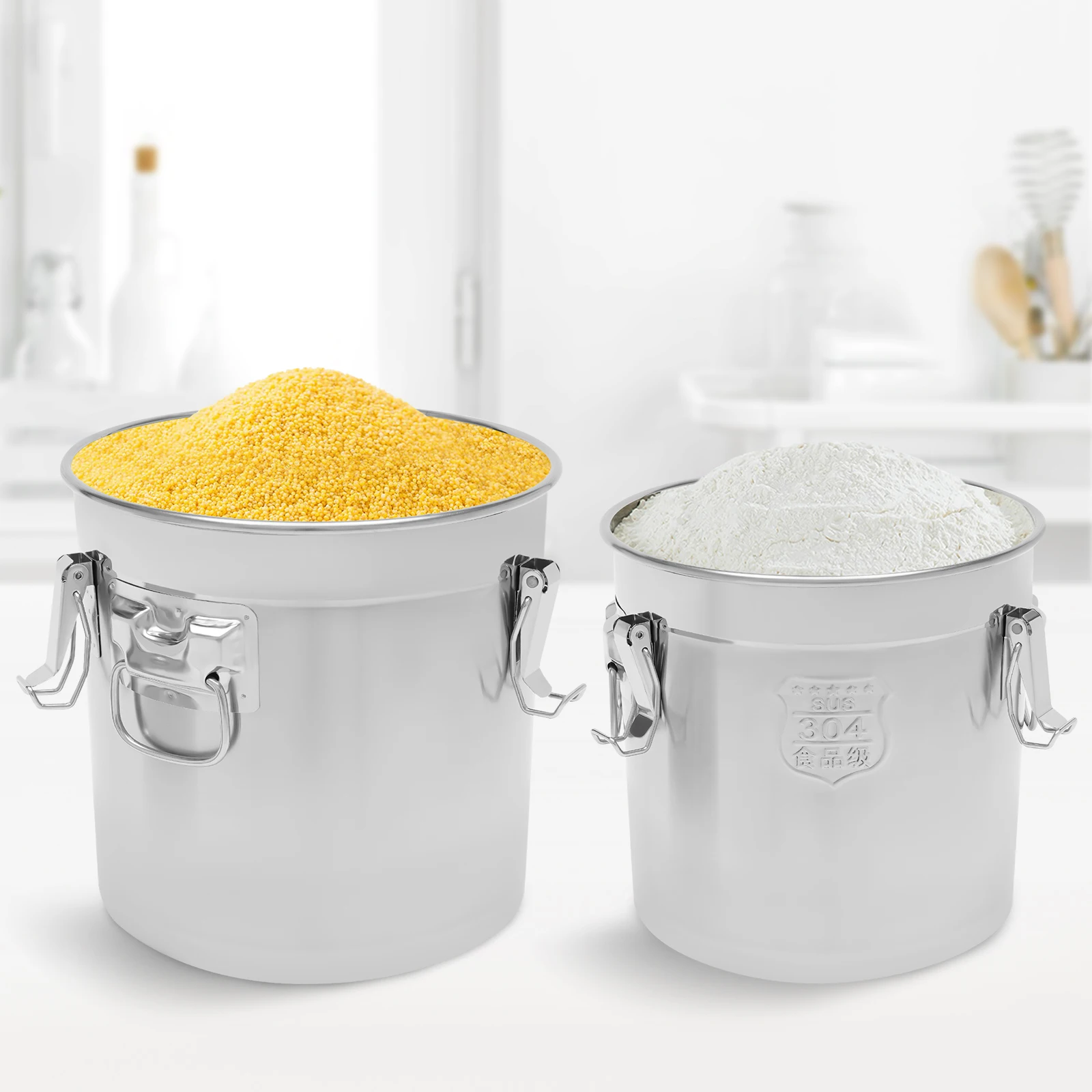 Герметичный контейнер из нержавеющей стали 33/21 л для кухни, металлические емкости для хранения муки, кофе, круп с прочным зажимом-фиксатором
Герметичный контейнер из нержавеющей стали 33/21 л для кухни, металлические емкости для хранения муки, кофе, круп с прочным зажимом-фиксатором