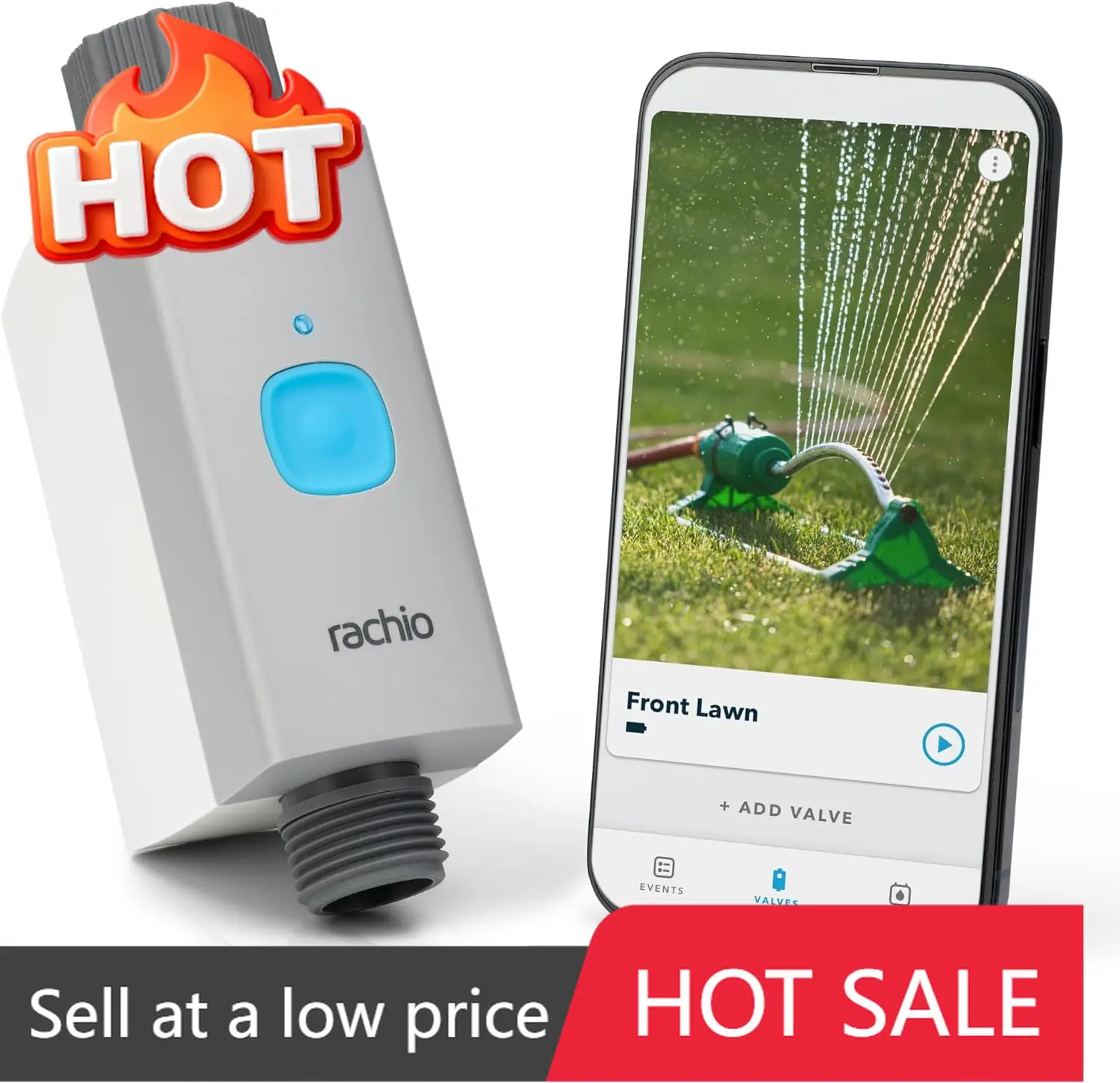 App Controlled Single Valve Outdoor Faucet Timer Quick Install Scheduling Expandable System Requires WiFi Hub
App Controlled Single Valve Outdoor Faucet Timer Quick Install Scheduling Expandable System Requires WiFi Hub