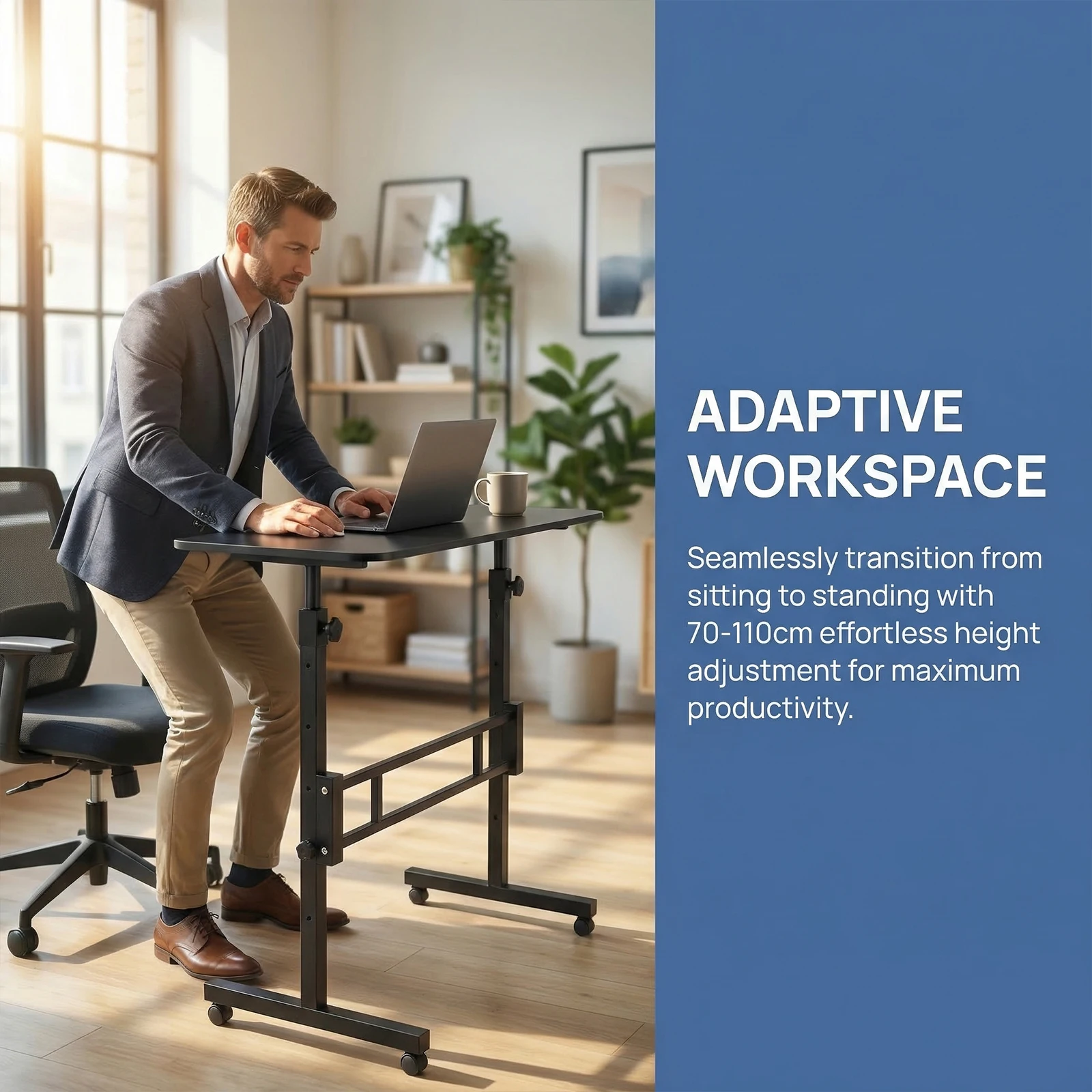 Mobile Stand Up Desk Adjustable Height Rolling Desk with Wheels for Home Office
Mobile Stand Up Desk Adjustable Height Rolling Desk with Wheels for Home Office