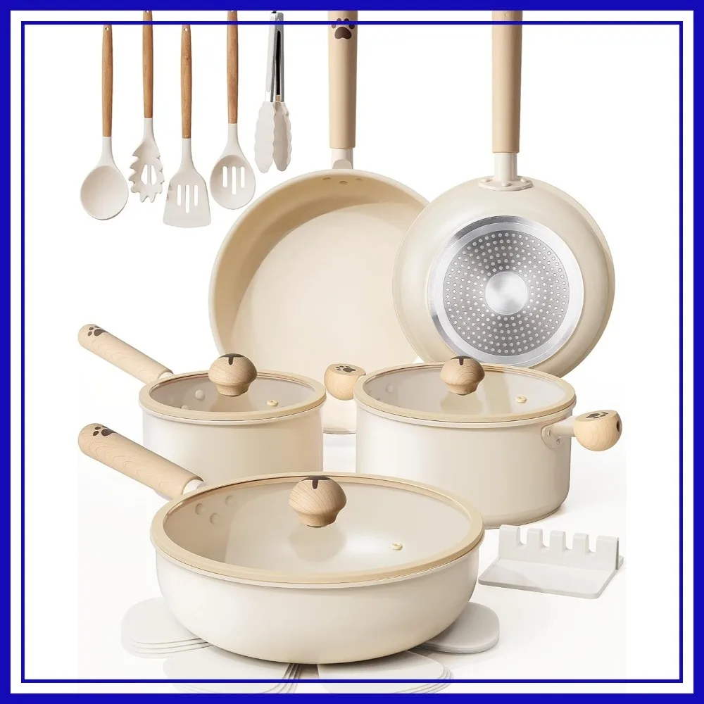 Non Stick Pots and Pans Set, Ceramic Cookware Non Toxic, 18 Pcs Dishwasher Safe Induction Cookware for Everyday Cooking
Non Stick Pots and Pans Set, Ceramic Cookware Non Toxic, 18 Pcs Dishwasher Safe Induction Cookware for Everyday Cooking