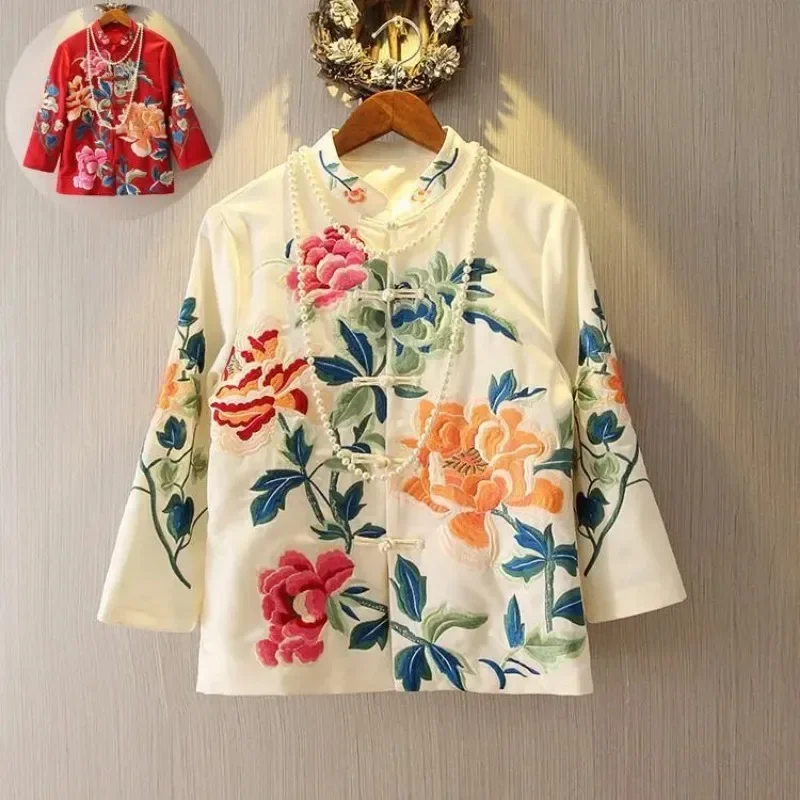 Women Retro Traditional Tang Suit Coat Elegant Peony Embroidery Short Cheongsam Style Top Chinese Style Outerwear Middle-Aged
Women Retro Traditional Tang Suit Coat Elegant Peony Embroidery Short Cheongsam Style Top Chinese Style Outerwear Middle-Aged