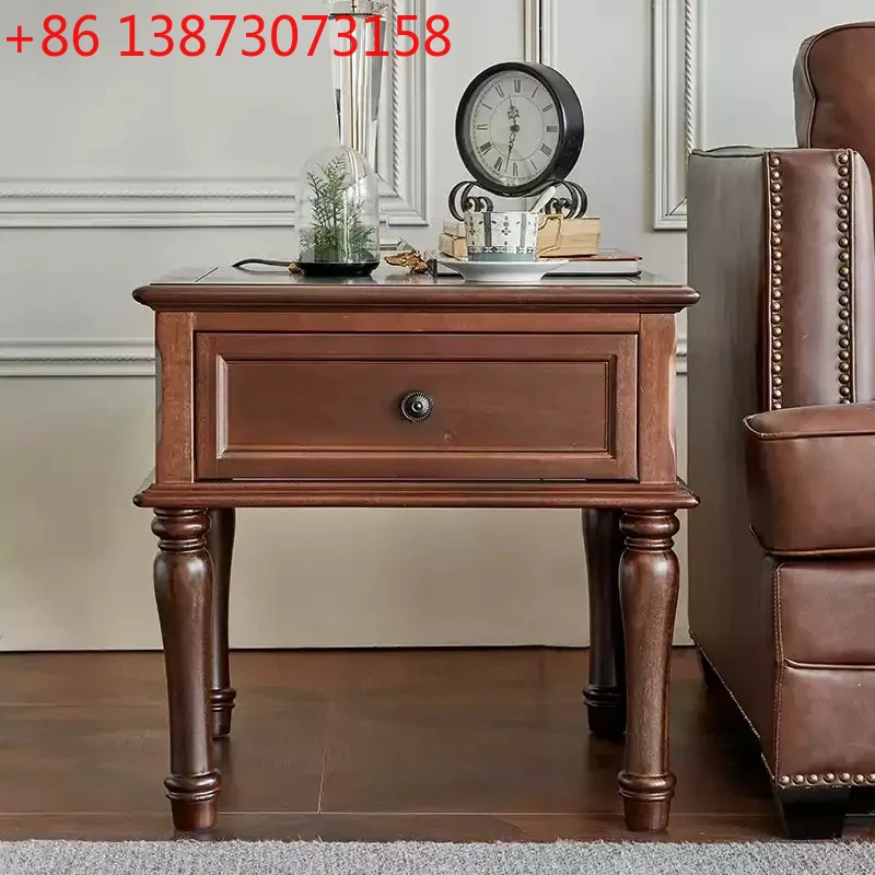 Simple American country walnut all solid wood corner few living room furniture white sofa edge few with drawers
Simple American country walnut all solid wood corner few living room furniture white sofa edge few with drawers