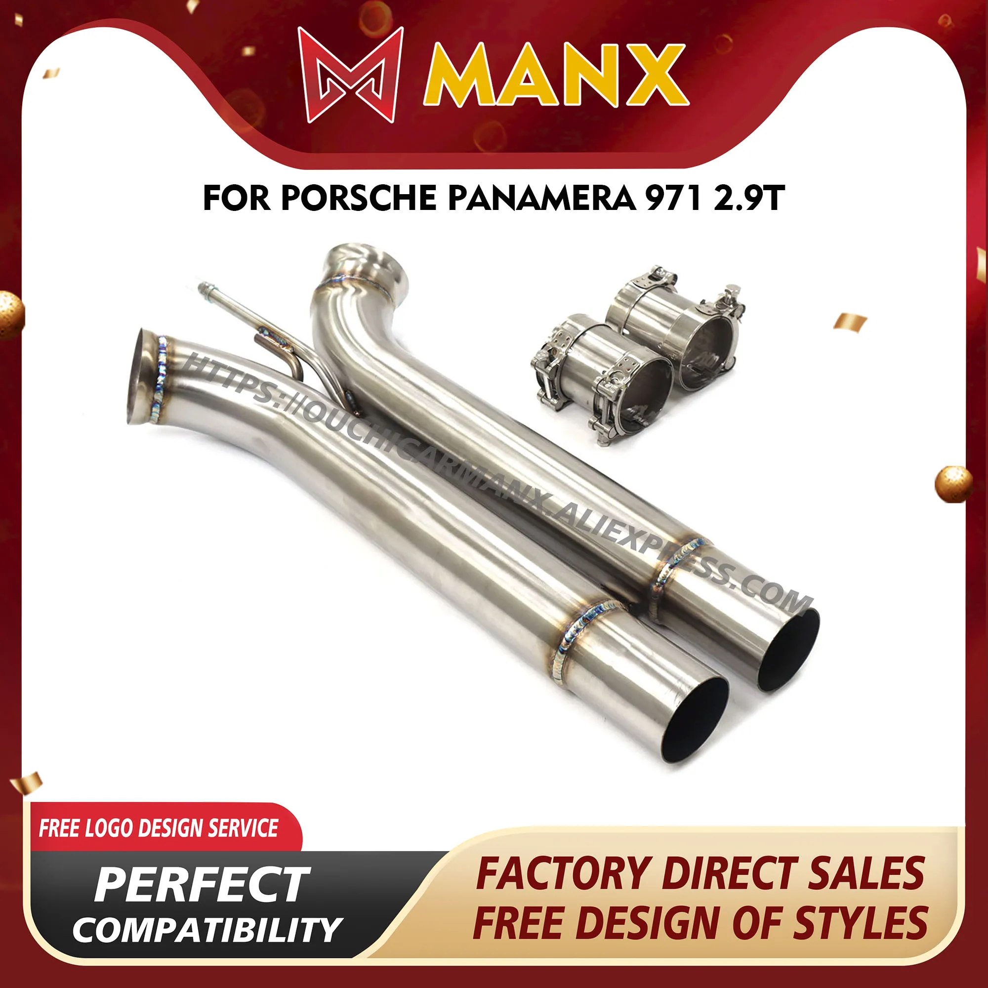 MANX SS304 for Porsche Panamera 971 2.9T Middle pipe Exhaust system High precision Increased power
MANX SS304 for Porsche Panamera 971 2.9T Middle pipe Exhaust system High precision Increased power