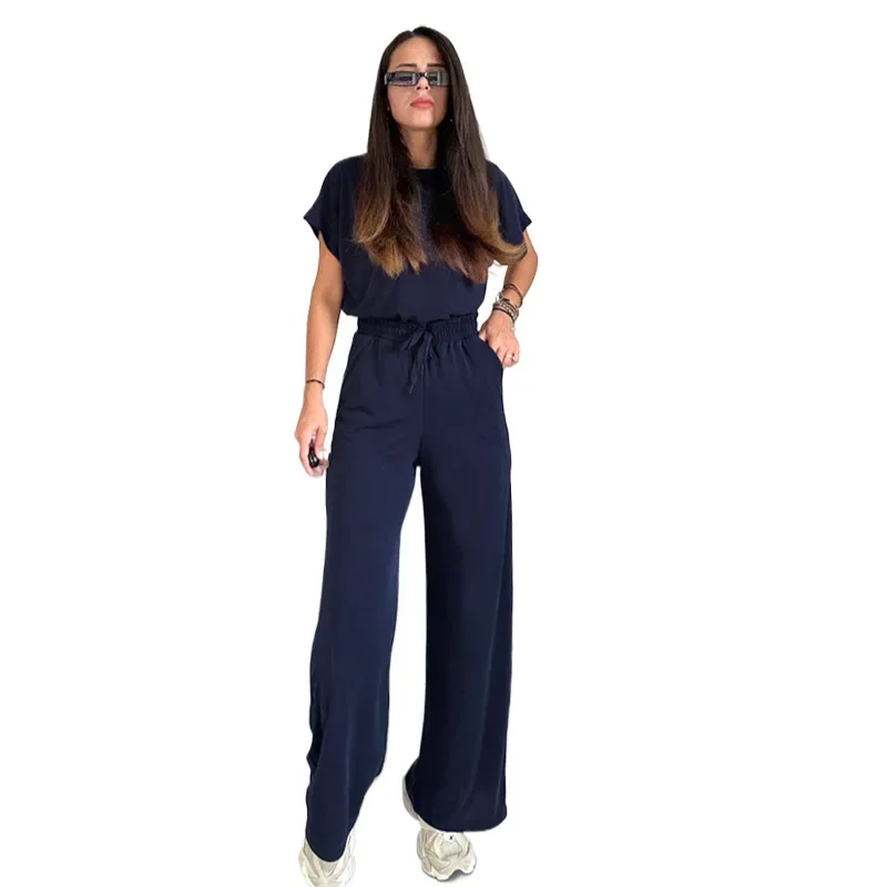 Summer New Solid Color O Neck Short Sleeve T Shirt Women's Suit Simple Lace-up High Waist Casual Sports Pants 2-piece Set Female
Summer New Solid Color O Neck Short Sleeve T Shirt Women's Suit Simple Lace-up High Waist Casual Sports Pants 2-piece Set Female