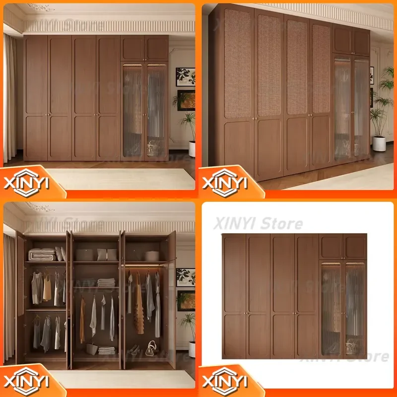 Tall Glass Door Wardrobe for Bedroom with Rattan Wood Design Dust Proof Open Storage Clothes Organizer Armario de Ropa
Tall Glass Door Wardrobe for Bedroom with Rattan Wood Design Dust Proof Open Storage Clothes Organizer Armario de Ropa