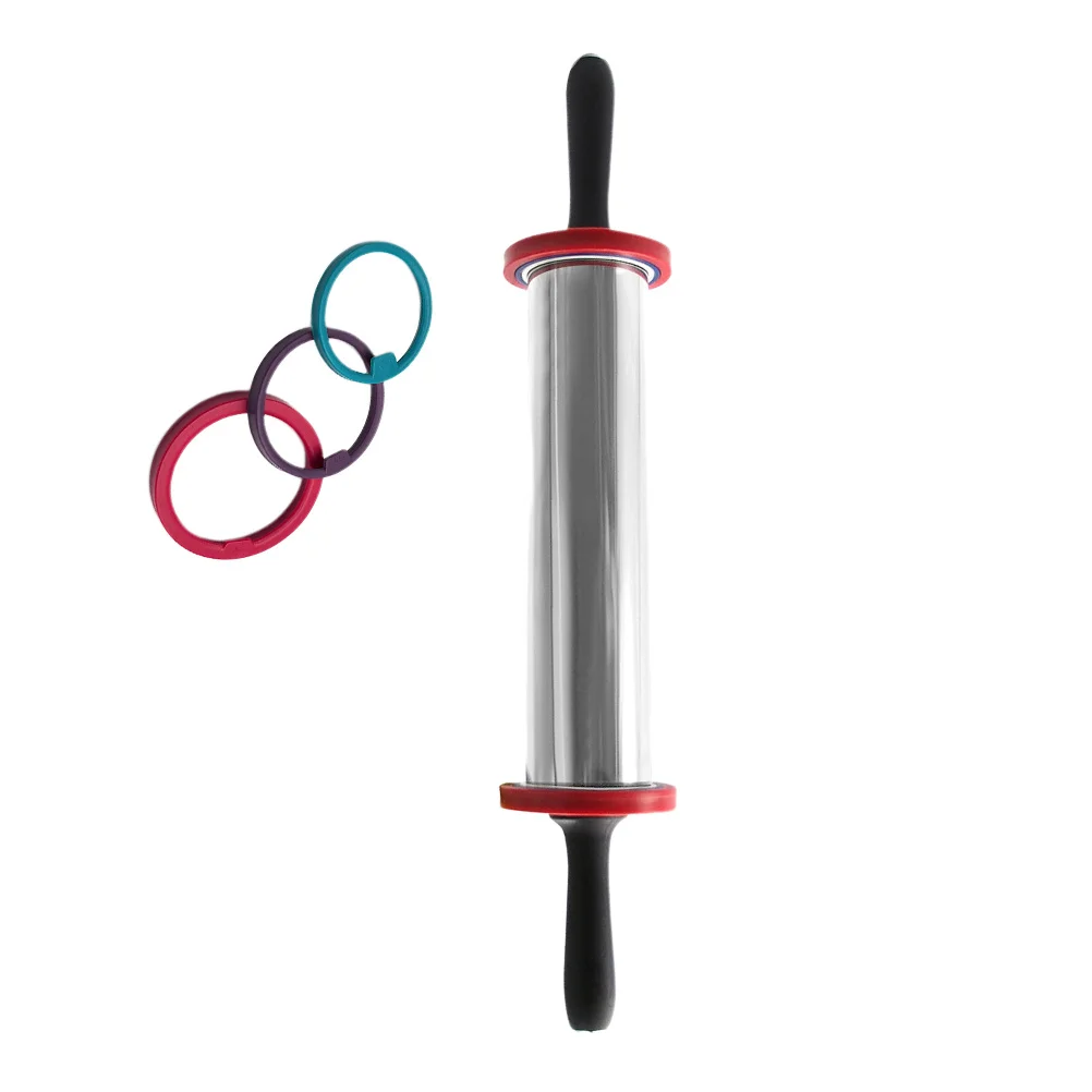 Large Stainless Steel Adjustable Rolling Pin Non Stick Dough Roller Baking Tool with Plastic Thickness Rings for Cookies Pizza
Large Stainless Steel Adjustable Rolling Pin Non Stick Dough Roller Baking Tool with Plastic Thickness Rings for Cookies Pizza