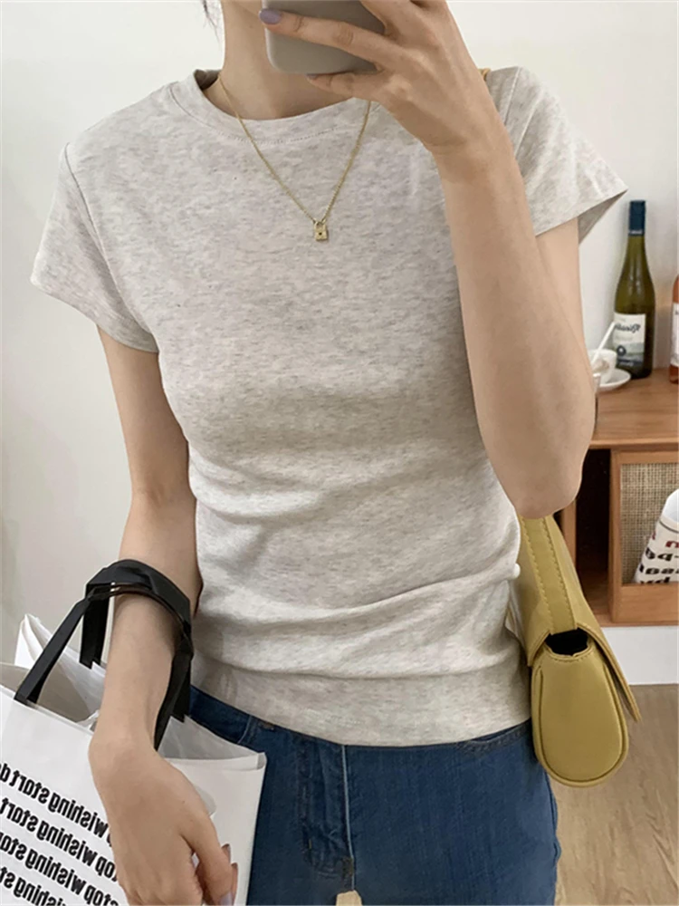 Summer Cotton Solid Women's T-Shirts 2023 New Short Sleeve O-Neck Bottoming Casual Fashionable Shirts Chic Tops Female
Summer Cotton Solid Women's T-Shirts 2023 New Short Sleeve O-Neck Bottoming Casual Fashionable Shirts Chic Tops Female