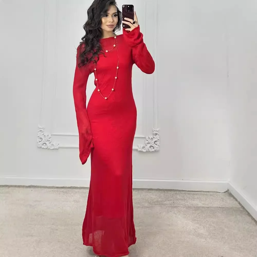 Fall 2024 Women's Slim Fit Long Sleeve round Neck Color Cross-Border Style Knitted Dress mid Waist Ball Gown Skirt
Fall 2024 Women's Slim Fit Long Sleeve round Neck Color Cross-Border Style Knitted Dress mid Waist Ball Gown Skirt