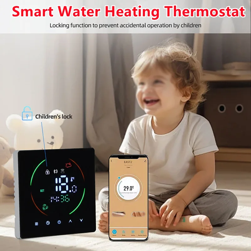 Smart Water Heating Thermostat Smart Home Thermostat with Humidity and Weather Display, Suitable for Water Heating Boilers
Smart Water Heating Thermostat Smart Home Thermostat with Humidity and Weather Display, Suitable for Water Heating Boilers