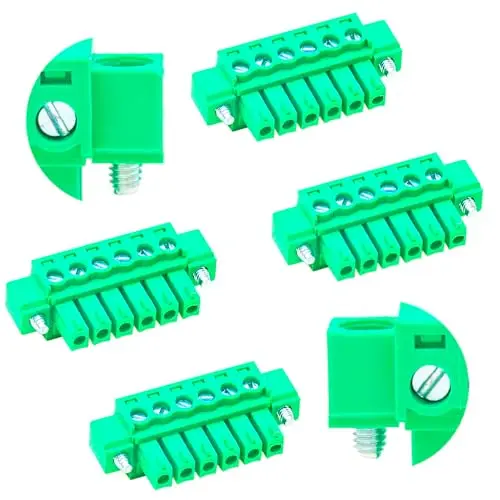 5 PCS 3.81mm 6 Pin Phoenix Type Connector Green PCB Screw Plug Terminal Block 6 Pole with Screwable Flanges
5 PCS 3.81mm 6 Pin Phoenix Type Connector Green PCB Screw Plug Terminal Block 6 Pole with Screwable Flanges