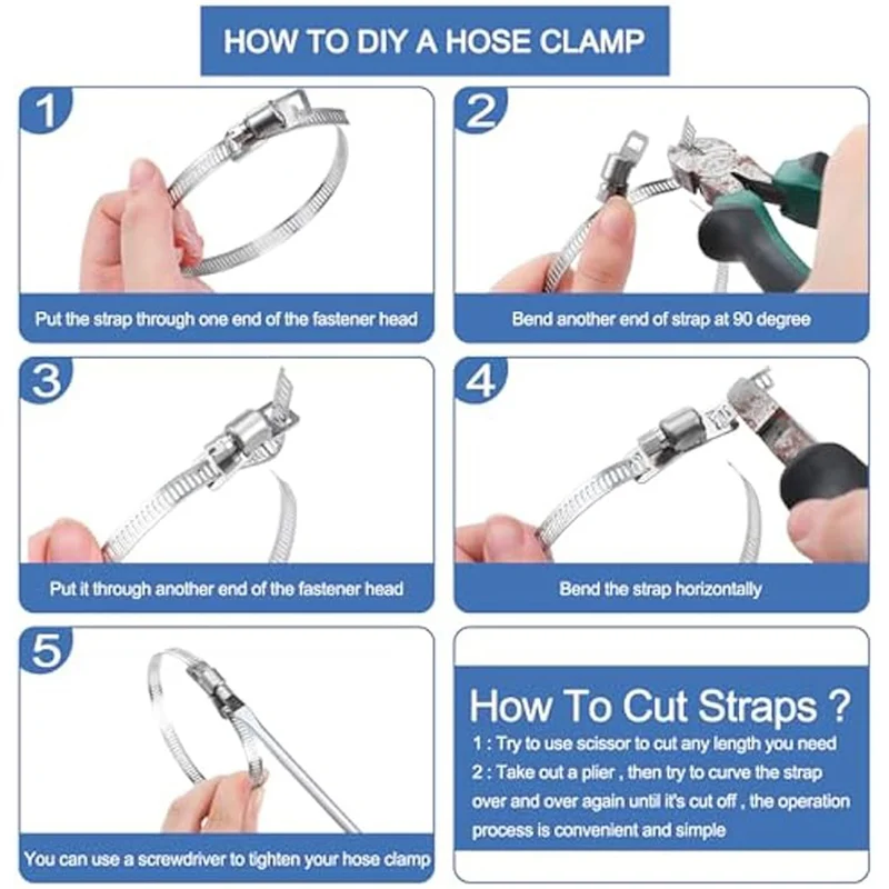 A69e2pcs 33Ft Stainless Steel Hose Clamp DIY Metal Strap And 40 Pcs Fasteners Adjustable Worm Gear Hose Clamps For Pipe Tube
A69e2pcs 33Ft Stainless Steel Hose Clamp DIY Metal Strap And 40 Pcs Fasteners Adjustable Worm Gear Hose Clamps For Pipe Tube