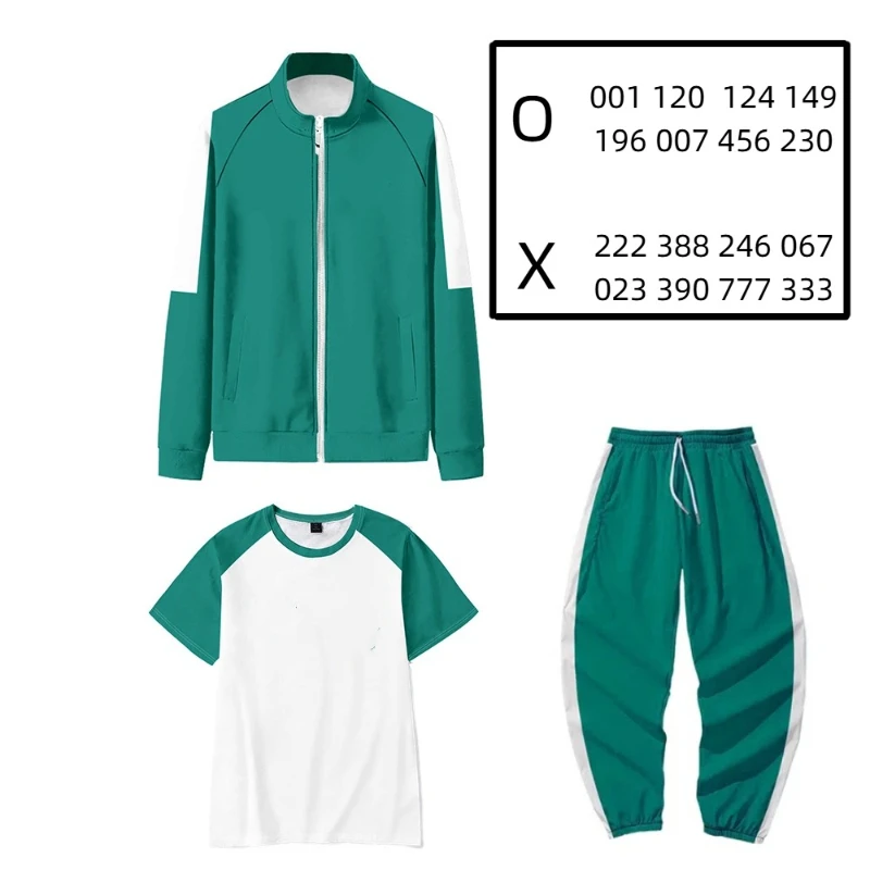 2025 New Movie Calamari Game Cosplay Costume Numbers 333 001 456 T-shirt Costumes Games Halloween Party Tracksuit Outfits Props
2025 New Movie Calamari Game Cosplay Costume Numbers 333 001 456 T-shirt Costumes Games Halloween Party Tracksuit Outfits Props