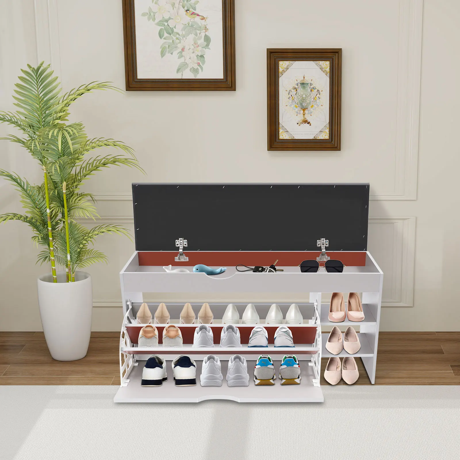 Органайзер для обуви для прихожей 39,4*11,8*20 дюймов, многофункциональный табурет для хранения обуви, шпонированный табурет для обуви для прямоугольника прихожей
Органайзер для обуви для прихожей 39,4*11,8*20 дюймов, многофункциональный табурет для хранения обуви, шпонированный табурет для обуви для прямоугольника прихожей