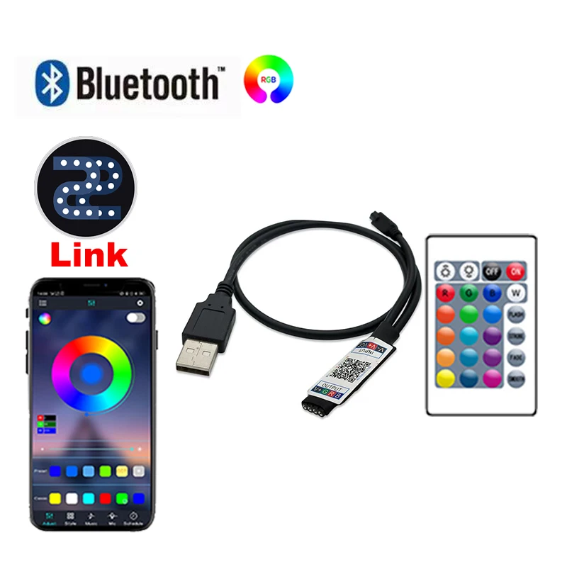 RGB Controler Bluetooth Dimmable RGB LED Lights Controller Smart Remote Contol 24key LED Controller 5V USB RGB Led Strip Light
RGB Controler Bluetooth Dimmable RGB LED Lights Controller Smart Remote Contol 24key LED Controller 5V USB RGB Led Strip Light