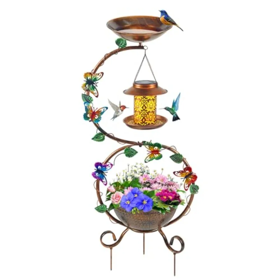 Metal Birdbath with Flower Planter Pedestal and Solar Bird Feeders Combo for Outdoor, Decorative Bird Bath with Butterfly for G
Metal Birdbath with Flower Planter Pedestal and Solar Bird Feeders Combo for Outdoor, Decorative Bird Bath with Butterfly for G