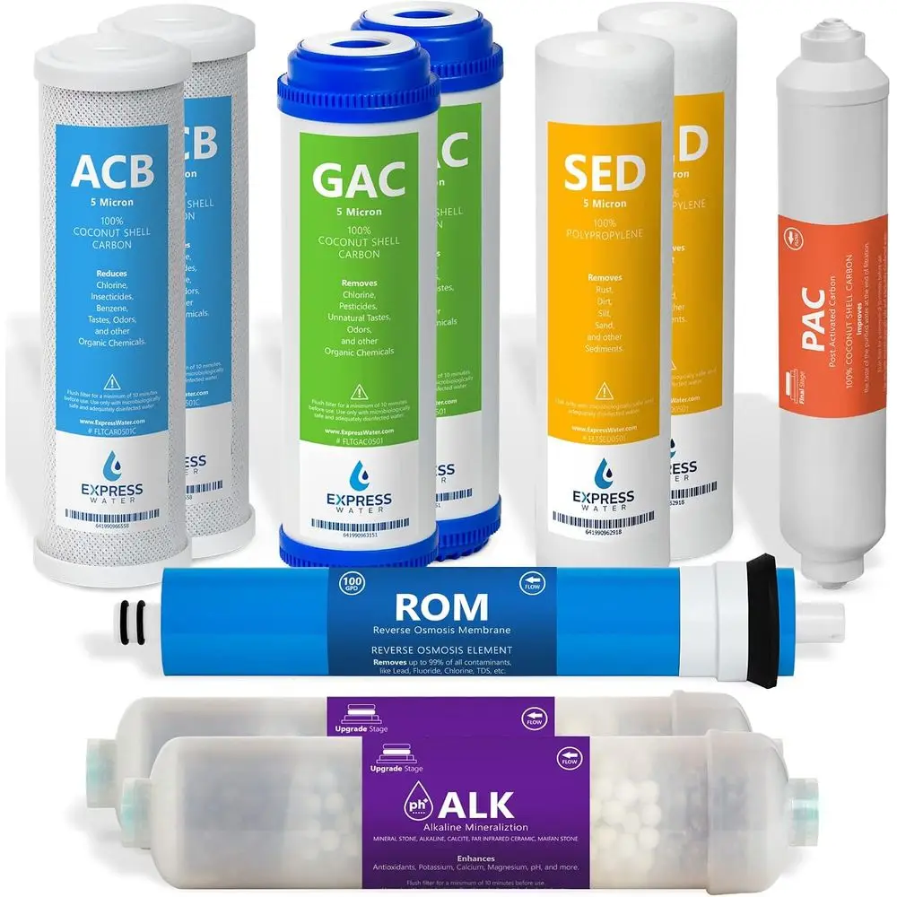 1-Year Alkaline RO System Replacement Filter Set - 10 Filters with 100 GPD Membrane, 10 Inch
1-Year Alkaline RO System Replacement Filter Set - 10 Filters with 100 GPD Membrane, 10 Inch