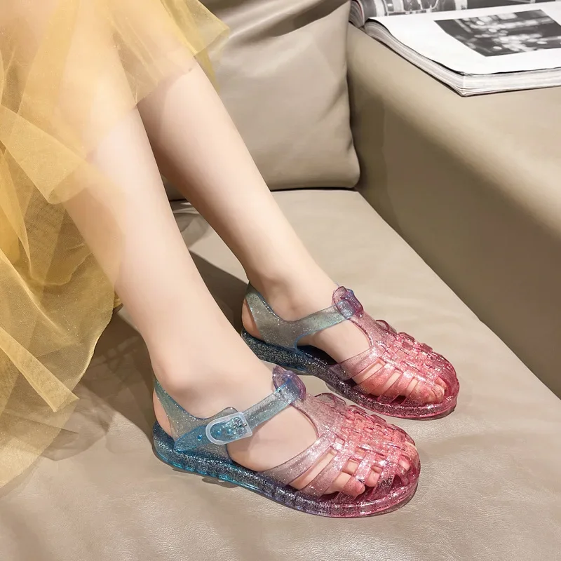 Fashion Children's Transparent Color Gradient Sandals Kids Shoes Flat Bottom Buckle Anti Slip Outdoor Hollow Out Weaving Sandals
Fashion Children's Transparent Color Gradient Sandals Kids Shoes Flat Bottom Buckle Anti Slip Outdoor Hollow Out Weaving Sandals