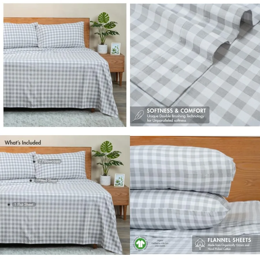 Flannel Sheets Size - GOTS Certified 100 Organic Cotton, 4 Pcs Warm, Soft Breathable Set, Deep Pocket Snug Fit, Double Brushed
Flannel Sheets Size - GOTS Certified 100 Organic Cotton, 4 Pcs Warm, Soft Breathable Set, Deep Pocket Snug Fit, Double Brushed