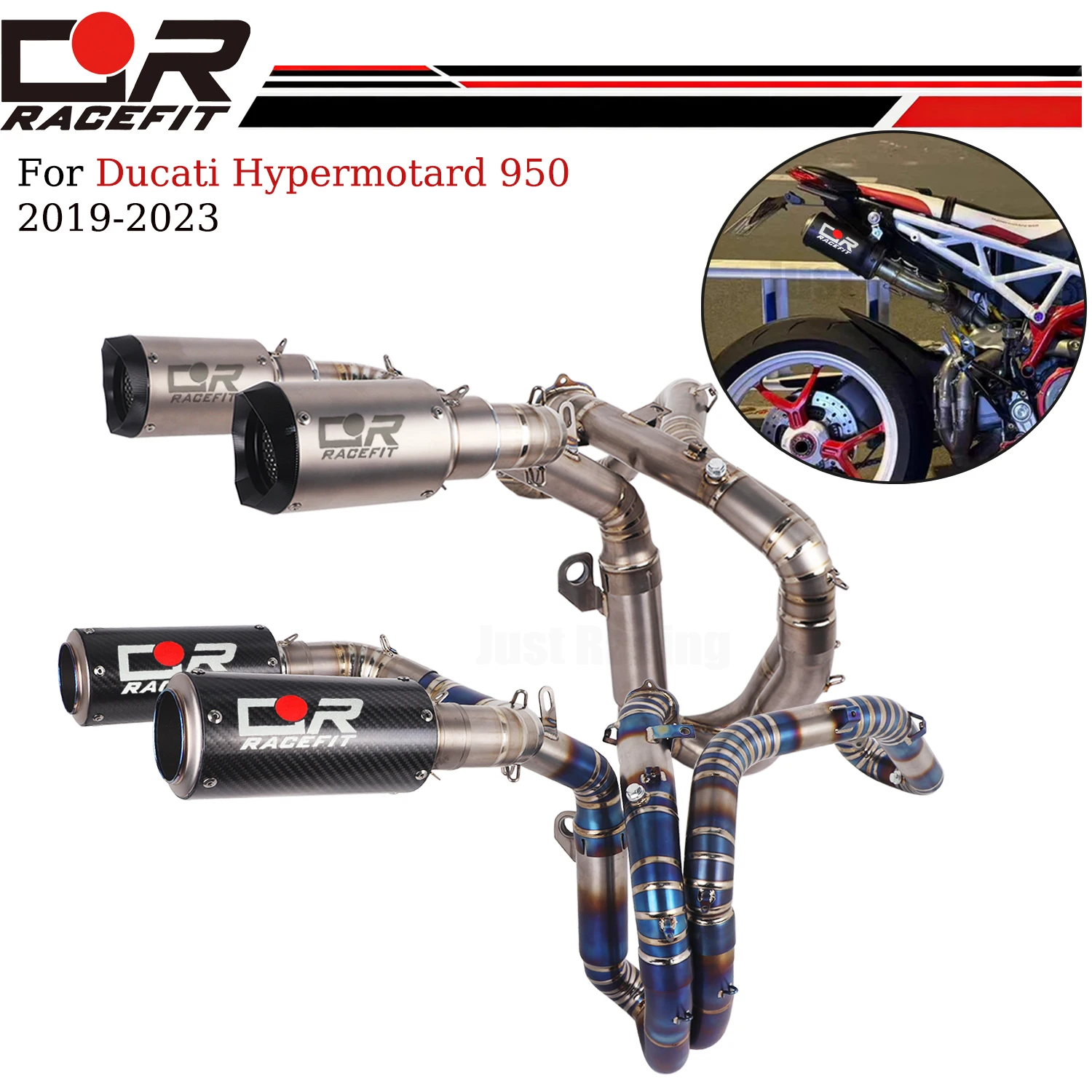 For Ducati Hypermotard 950 2019-2023 Titanium Exhaust Front Header Pipe Dual-Outlet Muffler Tips
For Ducati Hypermotard 950 2019-2023 Titanium Exhaust Front Header Pipe Dual-Outlet Muffler Tips