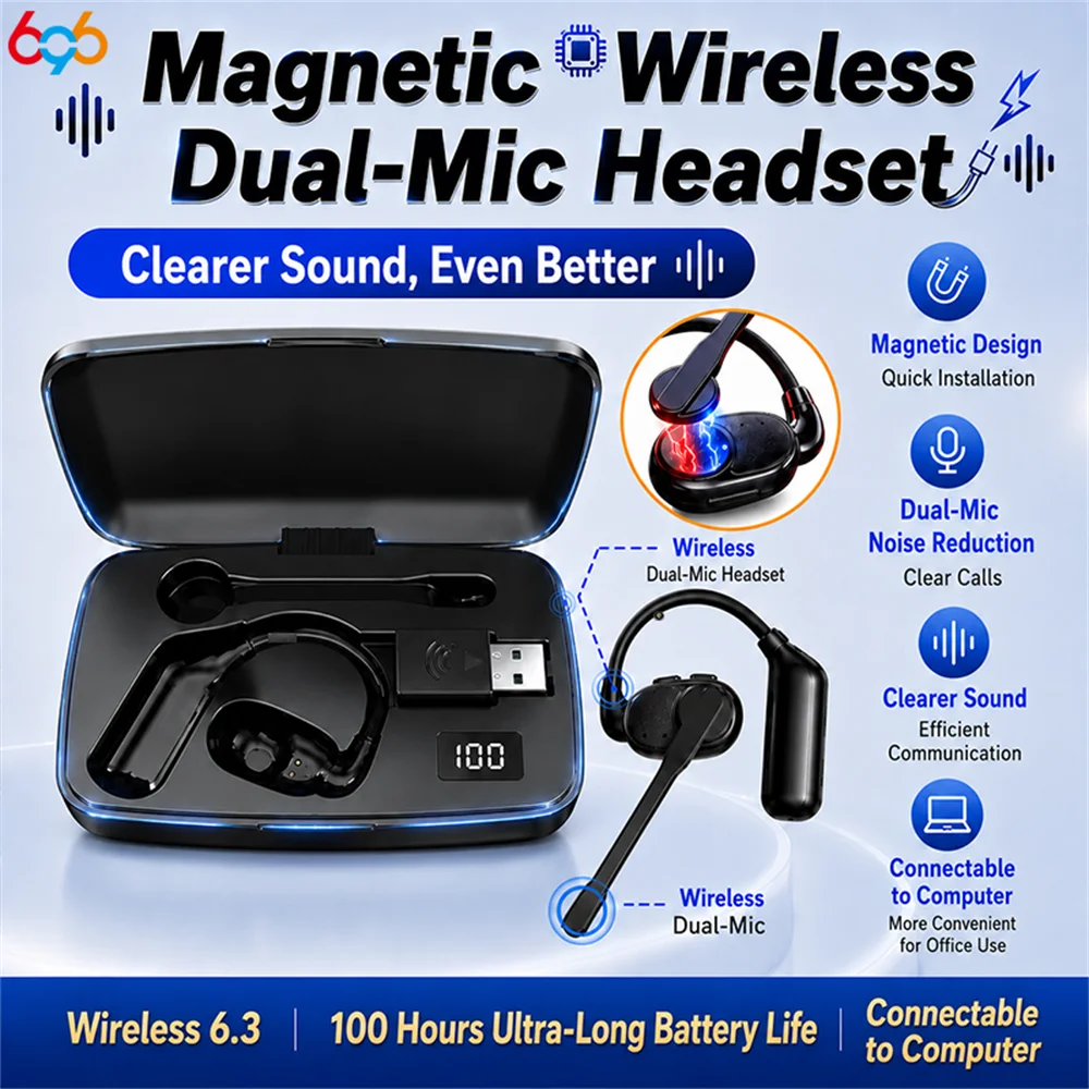 Ear-Hook Blue Tooth Headphones Removable Microphone HD Call Noise Reduction Can Connect To A Computer HD HiFi Stereo Earphones
Ear-Hook Blue Tooth Headphones Removable Microphone HD Call Noise Reduction Can Connect To A Computer HD HiFi Stereo Earphones