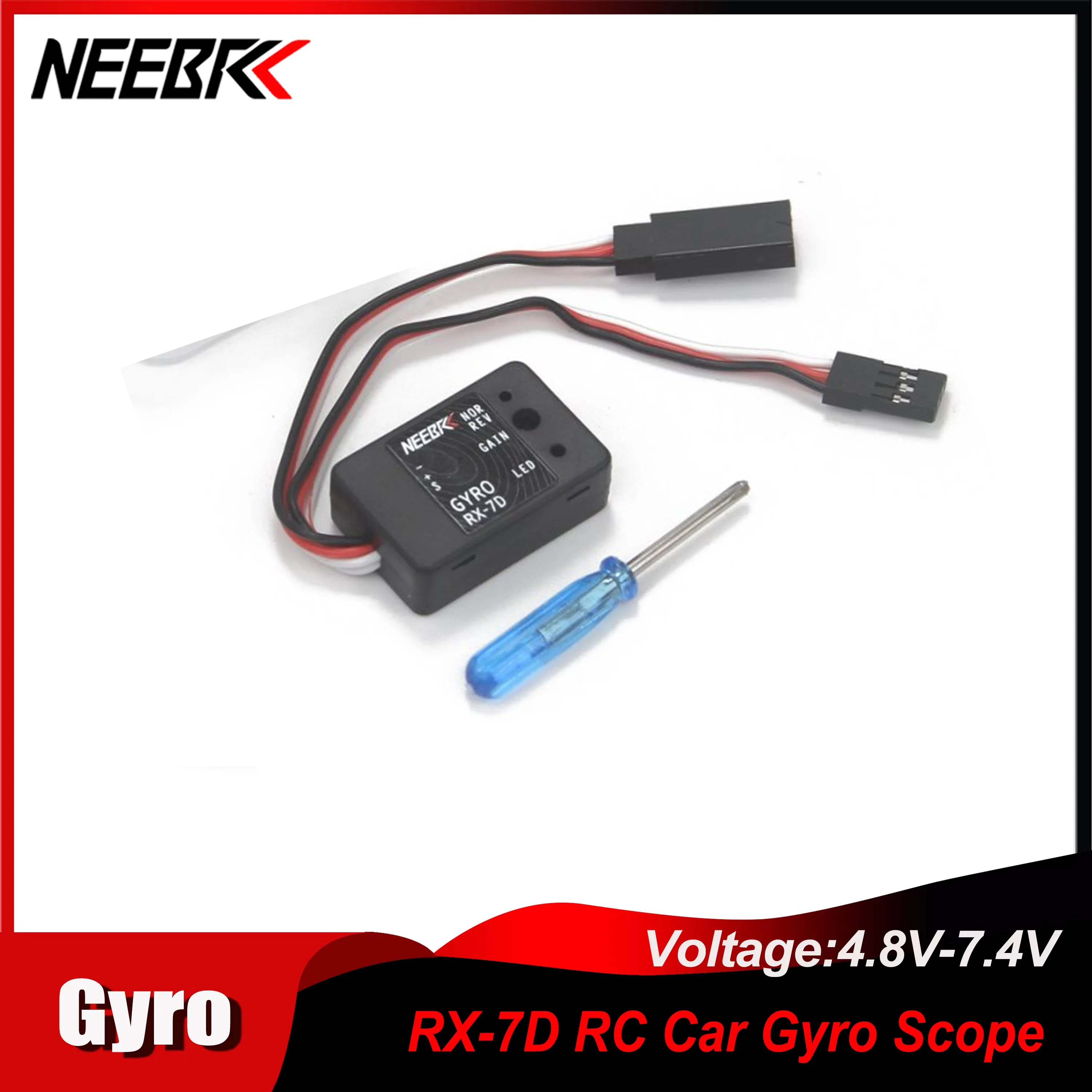 NEEBRC RX-7D Gyro Scope Micro Mini Gyro DC 4.8-7.4V for RC Car Drift Racing Boat Digital/Analog Universal Transmitter&Receiver