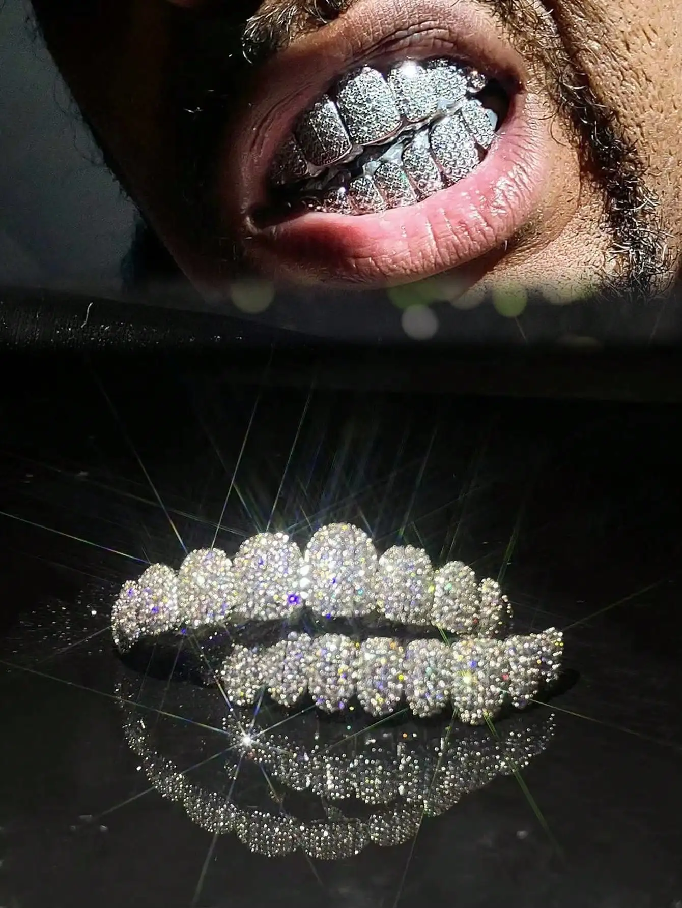 2pcs/Set Cubic Zirconia Teeth Grillz Punk Teeth Accessories - Top 10 Teeth And Bottom 10 Teeth Set, Suitable For Rap Singers And Cosplayers, Women's Teeth Grillz - Premium Punk Tooth Cap, Instantly Change Your Smile
2pcs/Set Cubic Zirconia Teeth Grillz Punk Teeth Accessories - Top 10 Teeth And Bottom 10 Teeth Set, Suitable For Rap Singers And Cosplayers, Women's Teeth Grillz - Premium Punk Tooth Cap, Instantly Change Your Smile