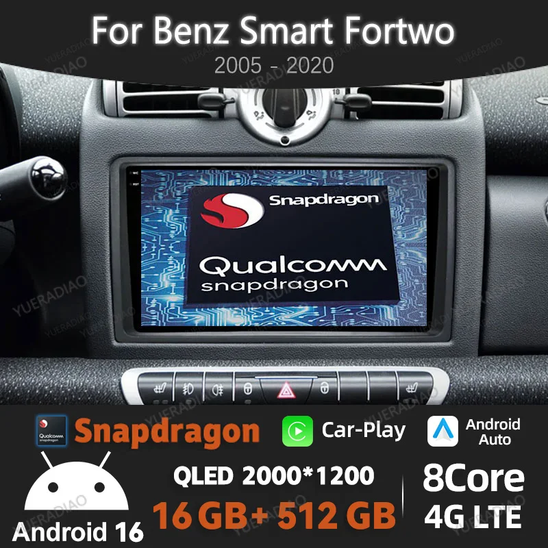 Android 16 Car Radio For Benz Smart Fortwo 451 2005 - 2010 Qualcomm Touch Screen Multimedia Stereo Video Player 4G LTE 5G WIFI
Android 16 Car Radio For Benz Smart Fortwo 451 2005 - 2010 Qualcomm Touch Screen Multimedia Stereo Video Player 4G LTE 5G WIFI