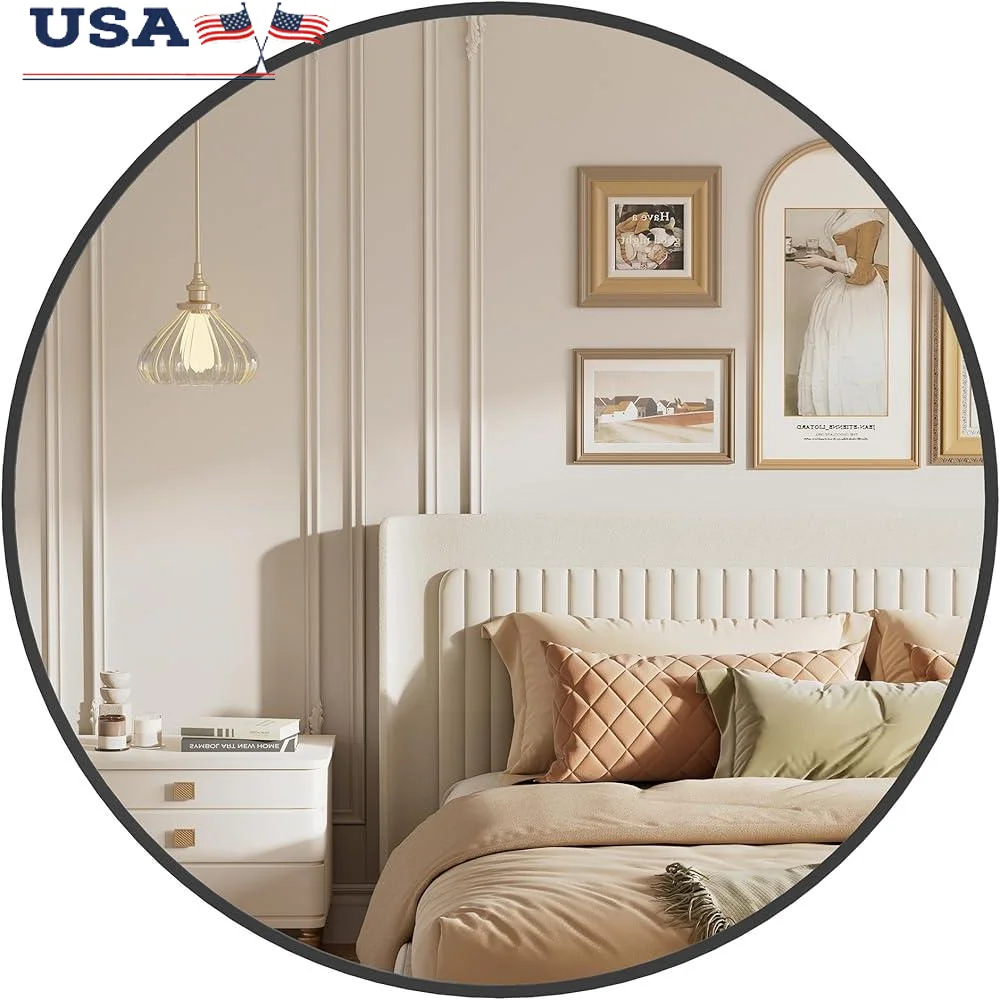 Round Mirror Wall Decor Bathroom Living Room Entryway Metal Frame Easy Install Decorative Reflective Glass 24 Inch Durable
Round Mirror Wall Decor Bathroom Living Room Entryway Metal Frame Easy Install Decorative Reflective Glass 24 Inch Durable