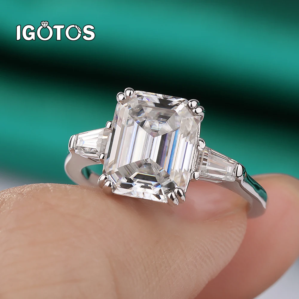 IGOTOS 1-4CT Emerald Cut Full Moissanite Ring Women 925 Sterling Silver Wedding Bands Jewelry Three Stone Diamond Rings with GRA
IGOTOS 1-4CT Emerald Cut Full Moissanite Ring Women 925 Sterling Silver Wedding Bands Jewelry Three Stone Diamond Rings with GRA