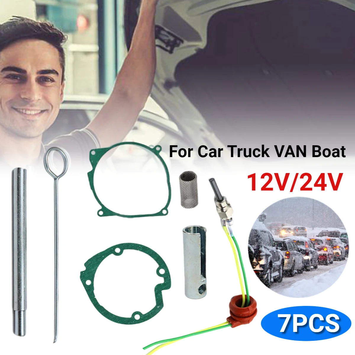 7Pcs/set Car Air Diesel Heater Repair Kit 12V/24V 5-8KW Ceramic Glow Plug Burner Blower Gasket Strainer for Car Truck VAN Boat
7Pcs/set Car Air Diesel Heater Repair Kit 12V/24V 5-8KW Ceramic Glow Plug Burner Blower Gasket Strainer for Car Truck VAN Boat