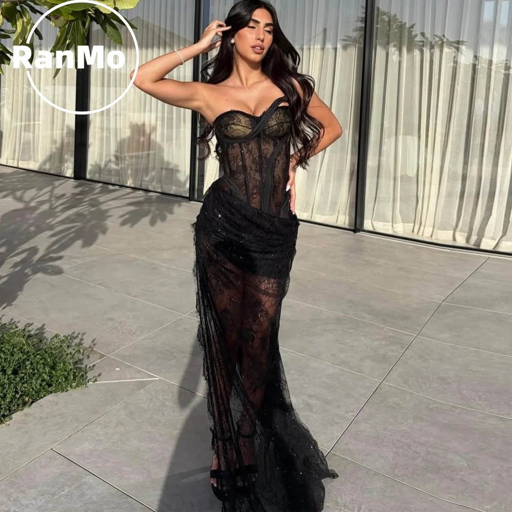 Ranmo Luxury Lace Appliques Prom Dress Mermaid Black Glitter Evening Dresses Sweetheart Women's Wedding Party Gown Customized
Ranmo Luxury Lace Appliques Prom Dress Mermaid Black Glitter Evening Dresses Sweetheart Women's Wedding Party Gown Customized